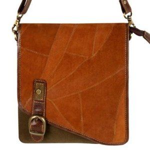 Upcycled Genuine Leather Buckle Crossbody Bag